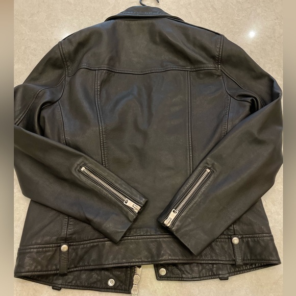 ALLSAINTS Milo Leather Biker Jacket in Black Size S - Picture 9 of 16